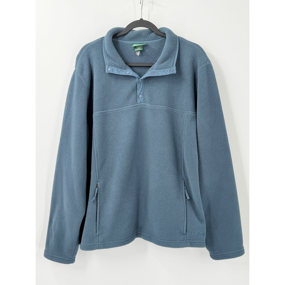 LL Bean T-Snap Outdoor Pullover Fleece Mens sz XL Blue Polartec outdoors cabin